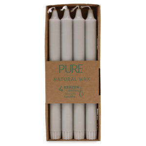 Home - aromaterapie Set de 4 lumânări de masă gri din ceară naturală, 25 cm