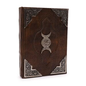 Agendă de Piele Groasă Maro - Lună Triplă Decor Zinc - 200 pagini cu Chenar Decorativ - 26 x 18 cm