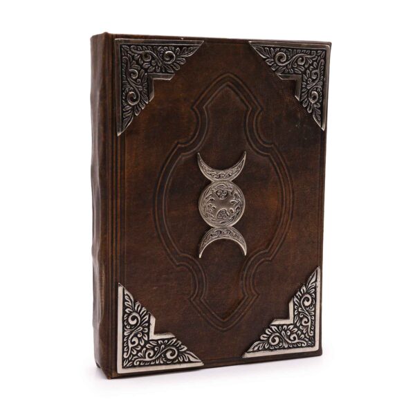 Agendă de Piele Groasă Maro - Lună Triplă Decor Zinc - 200 pagini cu Chenar Decorativ - 26 x 18 cm