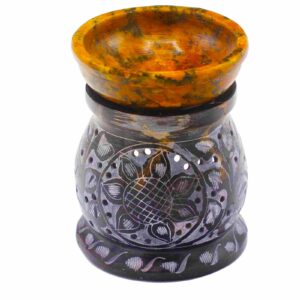 Difuzor din steatit 10 cm - Floare Mandala - Negru și Galben