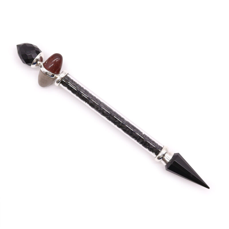 243741 Bagheta Magică Shiva Lingam - Turmalina Neagră și Agat - Protecție