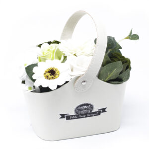 Buchet Mic de Flori de Săpun în Coș - Verde Pastel
