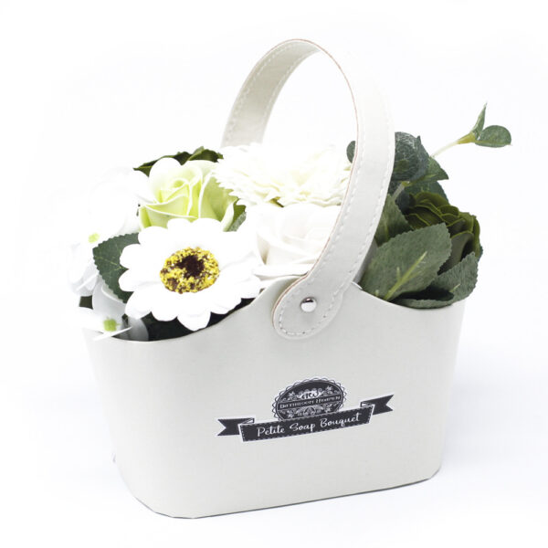 Buchet Mic de Flori de Săpun în Coș - Verde Pastel