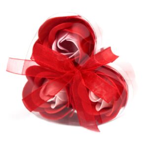 Cutie cu 3 Flori de Săpun - Trandafiri Roșii