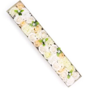 Cutie extra lungă cu flori de săpun – nuntă alb și ivory