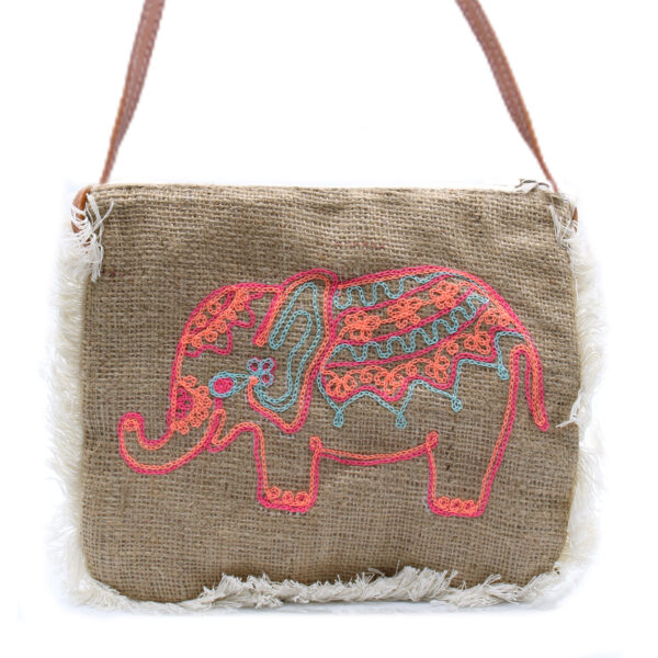 Geantă cu Franjuri - Elefant (Brodată)