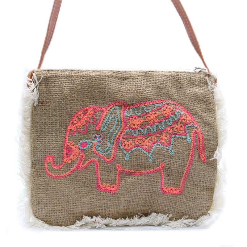 Geantă cu Franjuri - Elefant (Brodată)