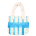 Geantă din Bumbac Natural Tye-Dye (8oz) - 38x42x12cm - Dreptunghiuri Albastre - Mânere Naturale