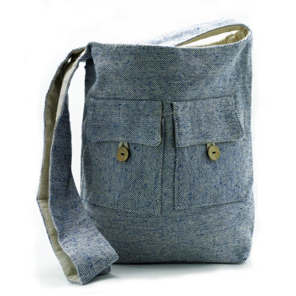 Geantă Naturală cu Două Buzunare - Denim - Mare