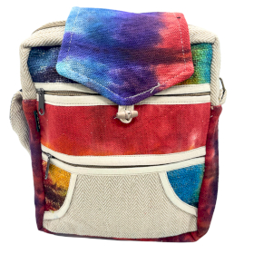Geanta tie dye din cânepă cu 2 fermoare și inchidere