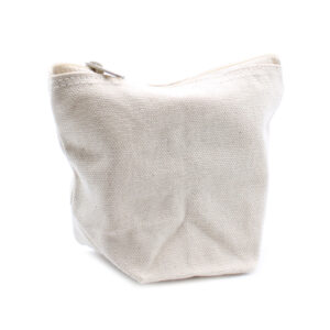 Geanta cosmetică din bumbac natural alba 12x14x7 cm