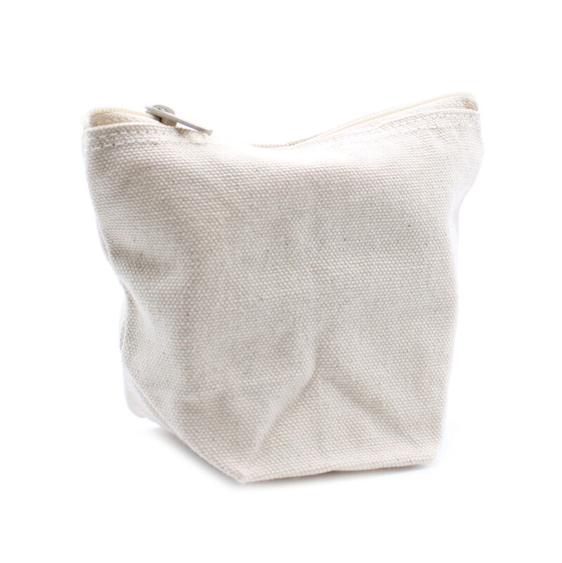 Geanta cosmetică din bumbac natural alba 12x14x7 cm