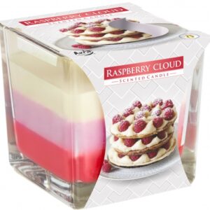 Lumânări Curcubeu în Sticlă - Tort cu Zmeură