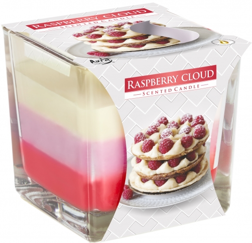 Lumânări Curcubeu în Sticlă - Tort cu Zmeură