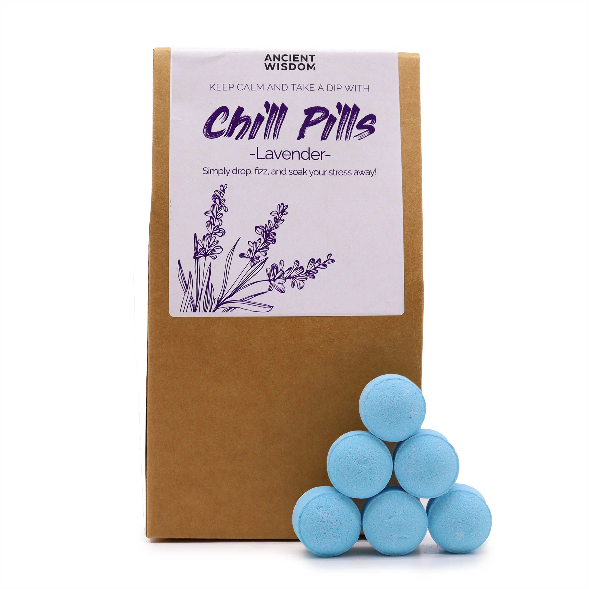 Pachet cadou cu bile spumante de baie 350g – lavandă