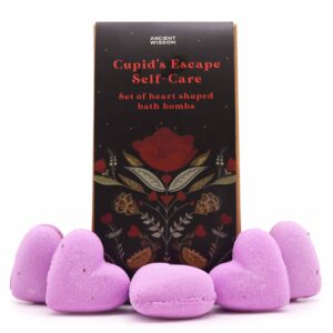 Set cadou inimi spa cu 5 bile efervescente roz pentru baie