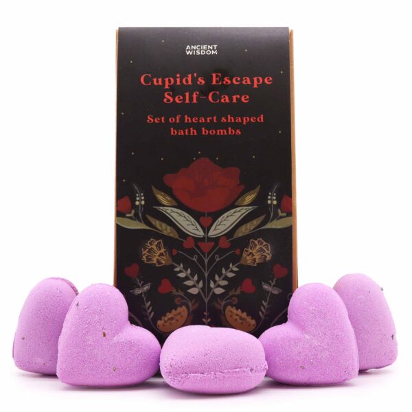 Set cadou inimi spa cu 5 bile efervescente roz pentru baie