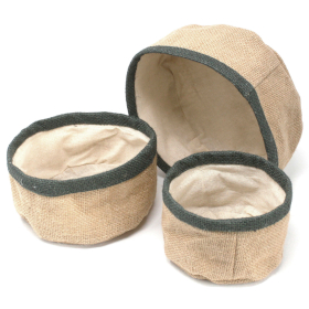 Set de 3 Coșuri din Iuta Naturală - Gri
