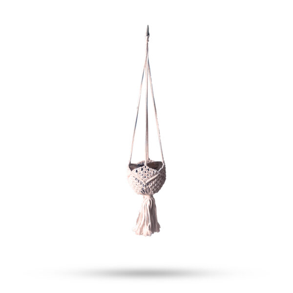 Suport decorativ pentru ghivece suspendate din macrame – bej