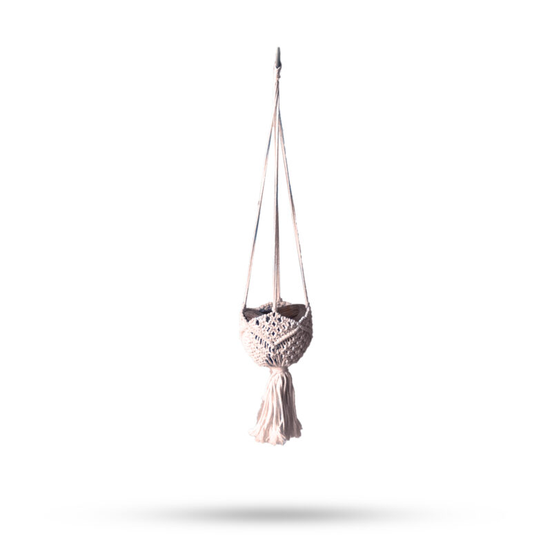 Suport decorativ pentru ghivece suspendate din macrame – bej