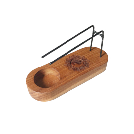 Suport mic din lemn de tec pentru Palo Santo – design Yin și Yang