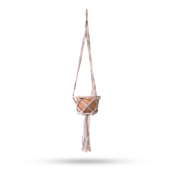 Suport Pentru Ghivece Suspendate Din Macrame Bej Cerc 16cm