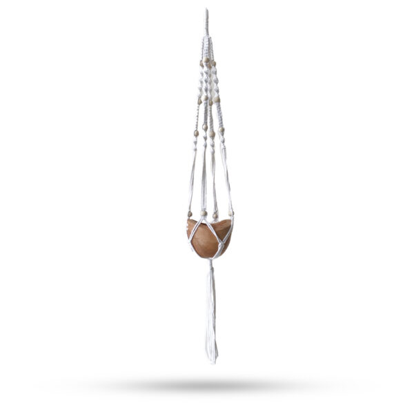 Suport suspendat din macrame cu mărgele natural – 1 m