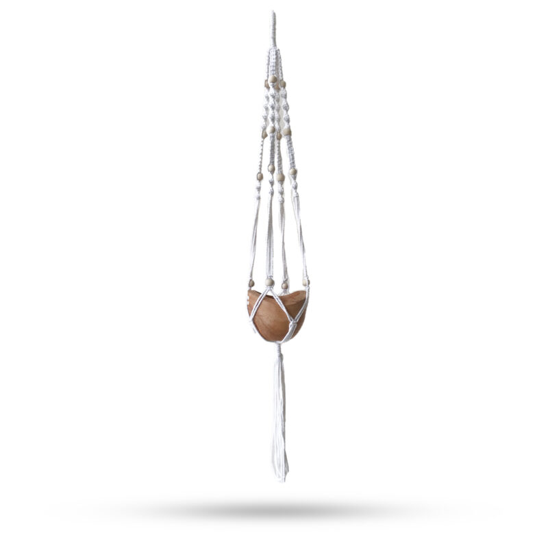 Suport suspendat din macrame cu mărgele natural – 1 m