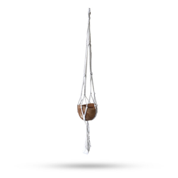 Suport suspendat din macrame pentru ghivece – natural, mărime medie