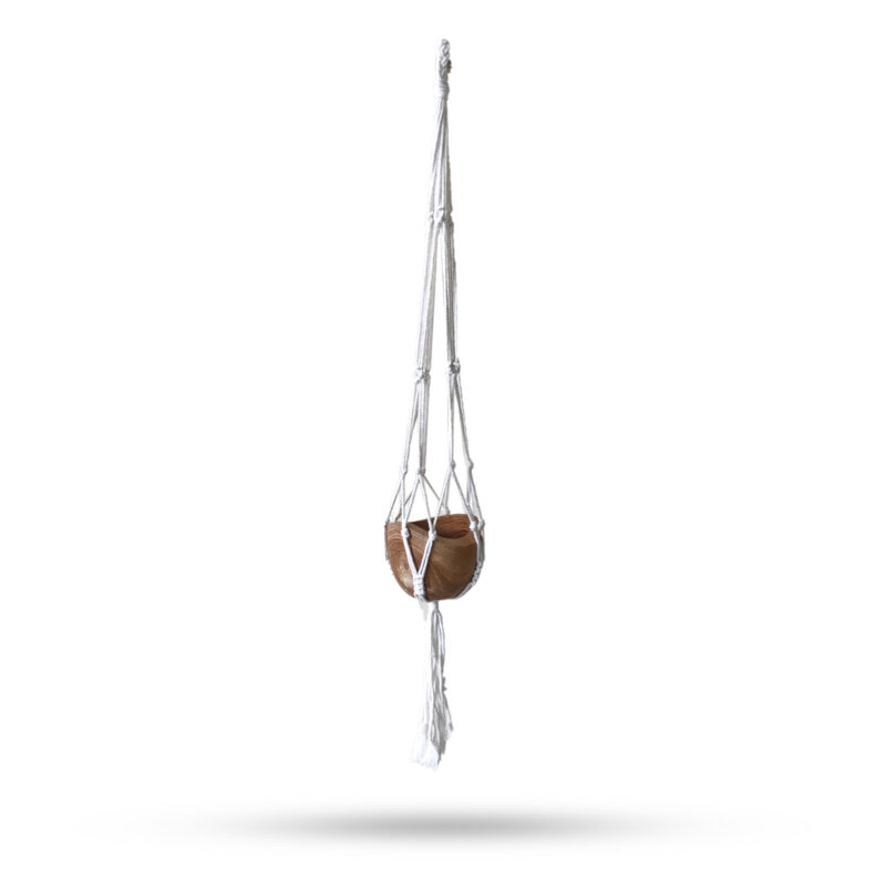 Suport suspendat din macrame pentru ghivece – natural, mărime medie