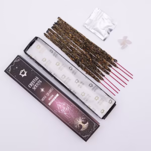 Home - aromaterapie Bețișoare parfumate cu cristal de cuarț roz – trandafir 8 buc./cutie