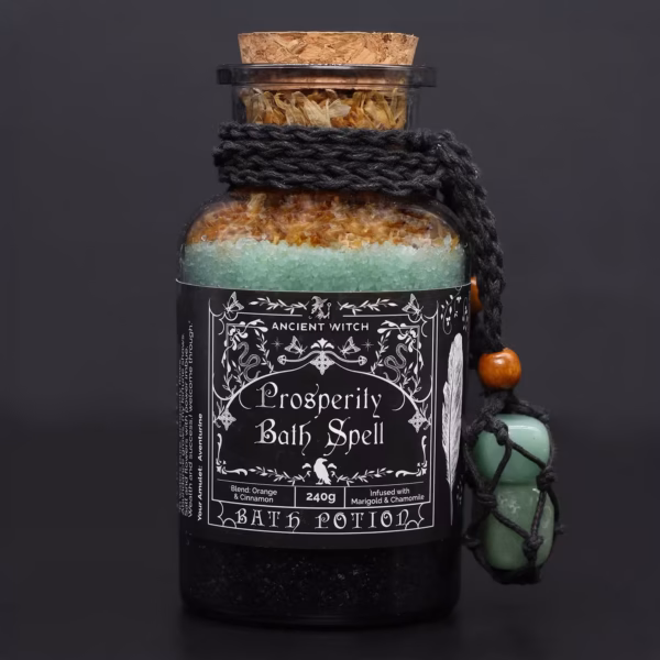 Ancient Witch și pandantiv cu aventurin pentru prosperitate Sare de baie pentru prosperitate cu pandantiv aventurin 240g Ancient Witch