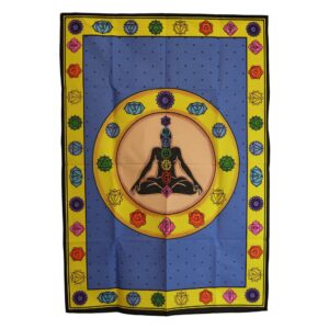 Artă de Perete din Bumbac (70x110cm) – Chakre Vibrante