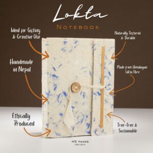 Jurnal Lokta Bumbac Albastru – Mediu (15x12 cm), 45 file