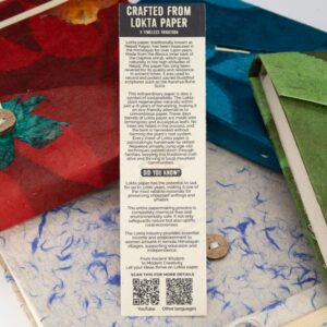 Agendă Lokta floral îndrăzneț, 21 × 15 cm, 45 file, cu semn de carte – maro muștariu