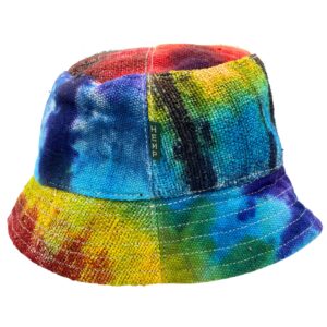 Pălărie Boho de Festival Petice din Cânepă și Bumbac - Tie Dye