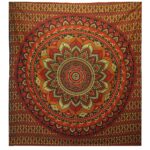 Cuvertură Dublă din Bumbac + Tapiserie de Perete - Mandala Clasică - Verde