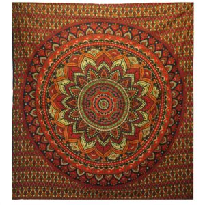 Cuvertură Dublă din Bumbac + Tapiserie de Perete - Mandala Clasică - Verde