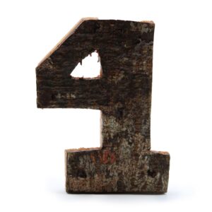Număr din Scoarță Rustică - "4"  - 7cm