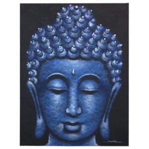 Tablou Buddha - Detaliu Brocart Albastru