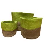Coș mediu de depozitare din sfoară de bumbac și iută, 20x20 cm - verde pistache