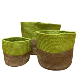 Coș mediu de depozitare din sfoară de bumbac și iută, 20x20 cm - verde pistache