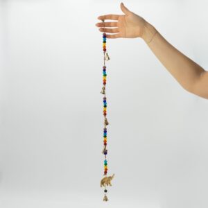Clopoței Indieni - Elefant din Alamă cu Mărgele Chakra - 53 cm