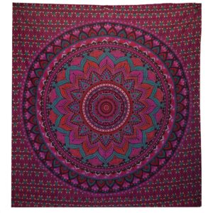 Cuvertură Dublă din Bumbac + Tapiserie de Perete - Mandala Clasică - Mov