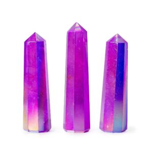 Obelisc din Piatră Prețioasă 9 cm – Cuarț Cristal Aurura – Mov