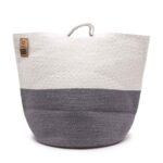 Coș mare din bumbac pentru rufe și depozitare gri 45x40 cm