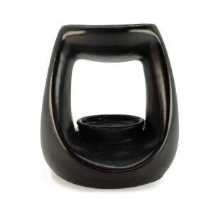 Arzător de ulei ceramic Zen - Oval mare, în formă de piatră netedă - Negru mat