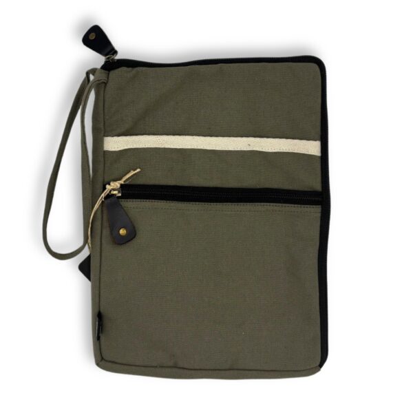 Husă pentru laptop din pânză 24x33cm culoare masliniu