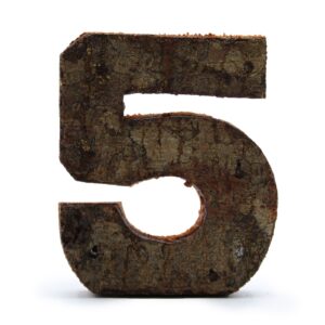 Număr din Scoarță Rustică - "5"  - 7cm