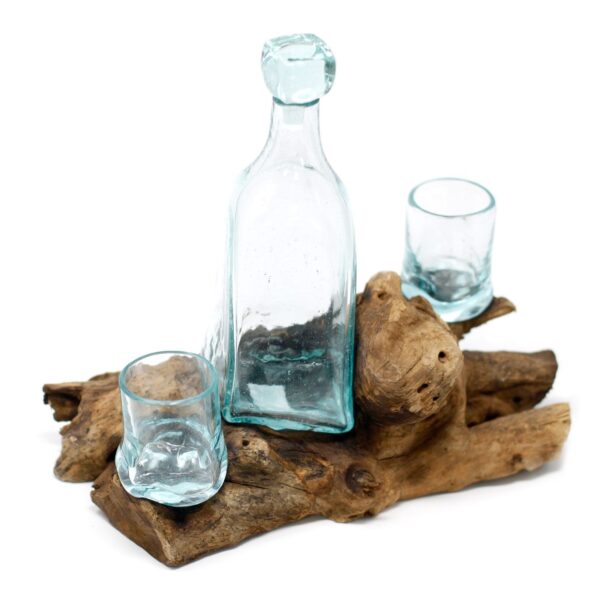 Sticlă Topită pe Lemn - Set Whisky